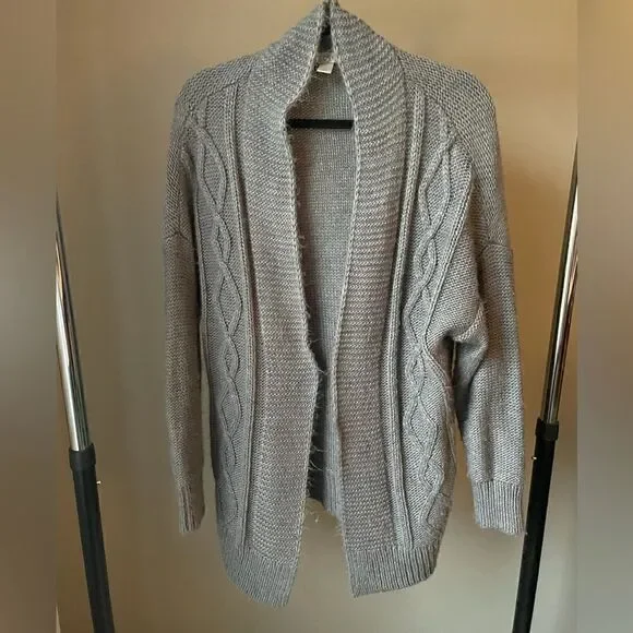 Loft Women’s Gray Grandma  Comfy Open Front Cardigan Sweater Size Medium - Picture 3 of 5